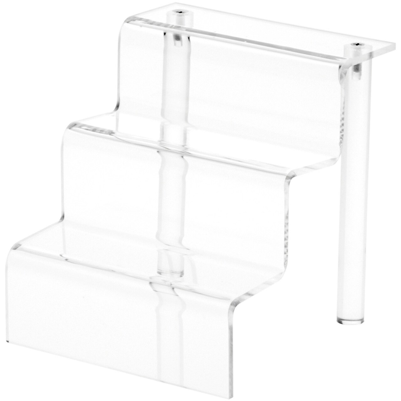 Plymor Clear Acrylic 3-Step Display Stairs, 6.25" H x 6" W x 6.5" D